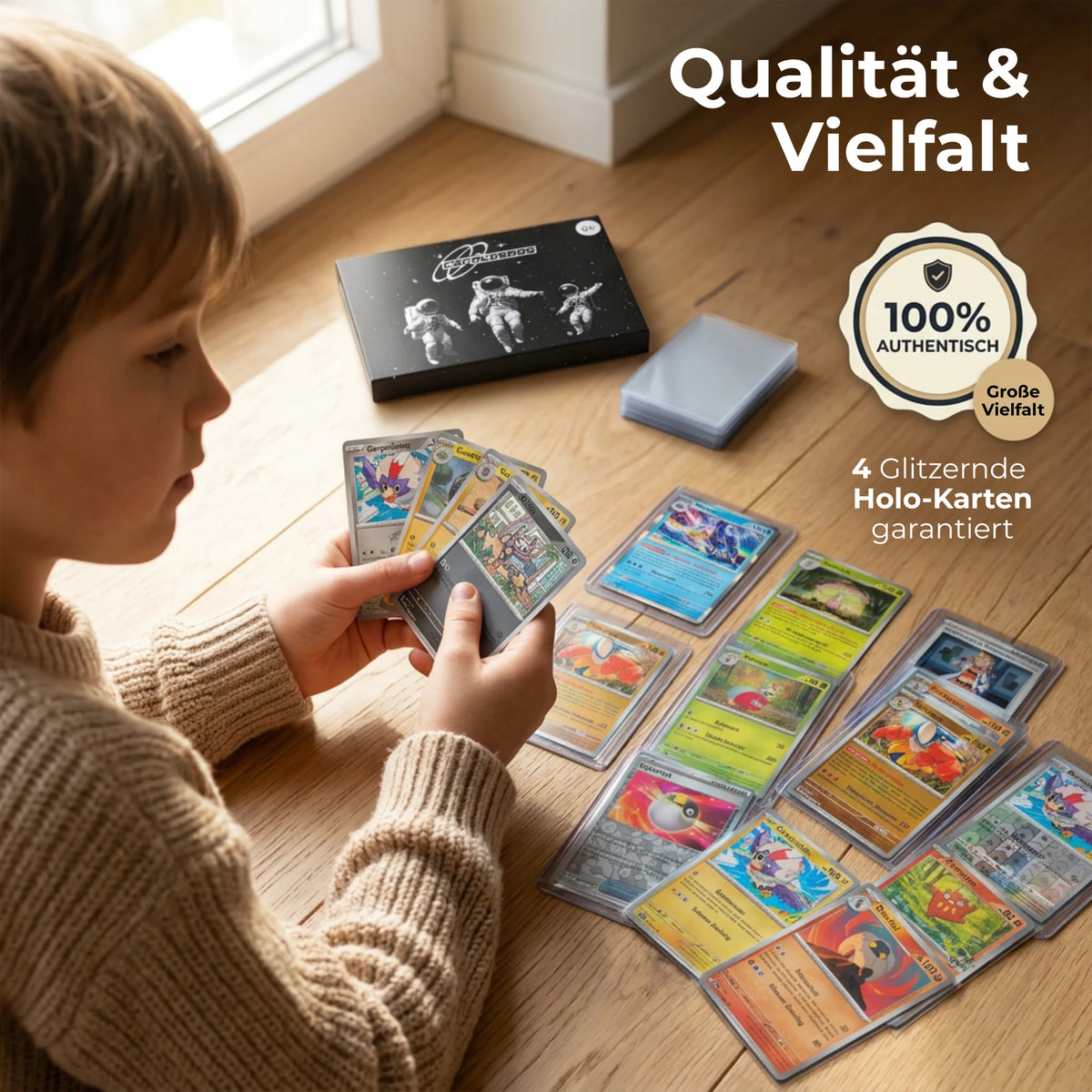 Pokémon Karten Set Deutsch – 30 Karten inkl. 4 Holo + 100 Kartenhüllen
